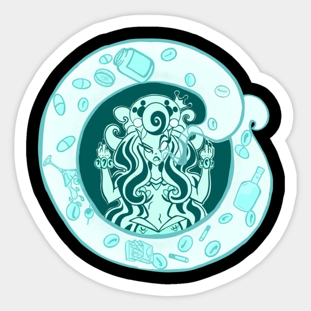 Mermaids Don't Let Mermaids Sell Coffee Sticker by SewGeekGirl